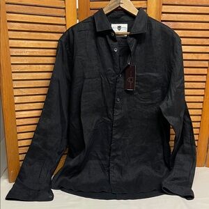 Black Brown 1826 Black Linen Button-Up Shirt